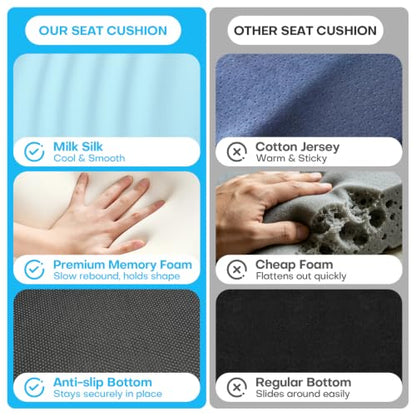 Ergonomic Seat Cushion for Office Chairs Lumbar Support Pillow, Blue - color: Blue