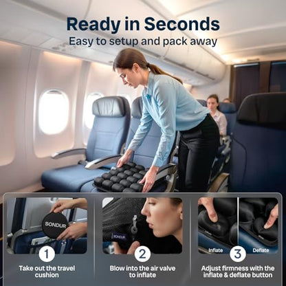 Travel Cushion for Long Flights – Inflatable Airplane Seat Cushion