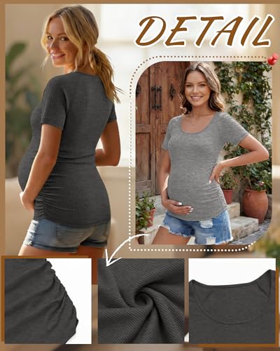 3 Pack Women's Maternity Tops - color: Heather Gray, Dark Heather Gray, Black, size: Medium