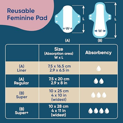 Reusable Feminine Pads Regular with Pouch, Medium Absorbency - Lavender - color: Lavender, size: Regular
