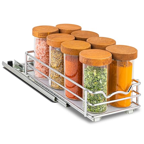 Pull Out Spice Rack for Cabinet, Spice Organizer 4-1/2"W x10-1/2"D x2-3/4”H - size: 4.5 Inch - Single