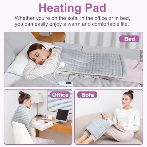 Heating Pad,Electric Heating Pads,Heating Pad for Back,Gray,24x20 Inch - color: Silvergray, size: 24x20 Inch