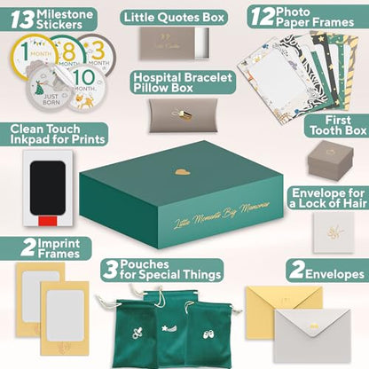 Baby Keepsake Box, Gift for New Parents and Expecting Mom, Baby Memory Box - color: Green