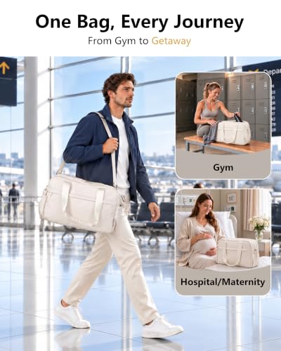 Expandable Travel Bag, Underseat Carry-On Weekender, Beige - color: Beige