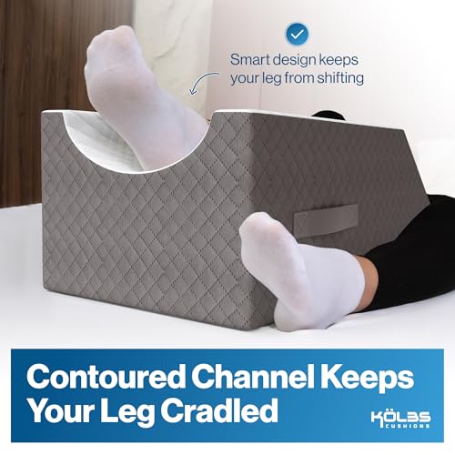 Kölbs Single Leg Elevation Pillow, Post Surgery Leg Pillow, Stylish Chic Jacquard Cover, Ankle Knee and Leg Support Pillow for Injury After Surgery (Single Leg) - size: Single Leg