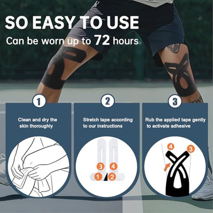 Precut Kinesiology Tape for Knees, 10 Pcs, Black - color: Black, size: 10 Pcs
