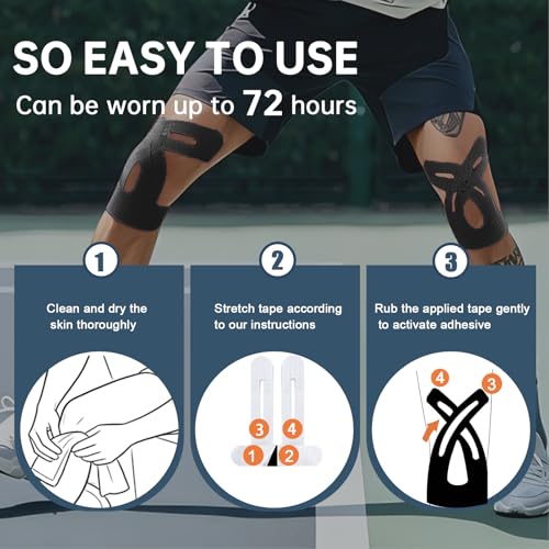 Precut Kinesiology Tape for Knees, 20 Pcs, Black - color: Black, size: 20 Pcs
