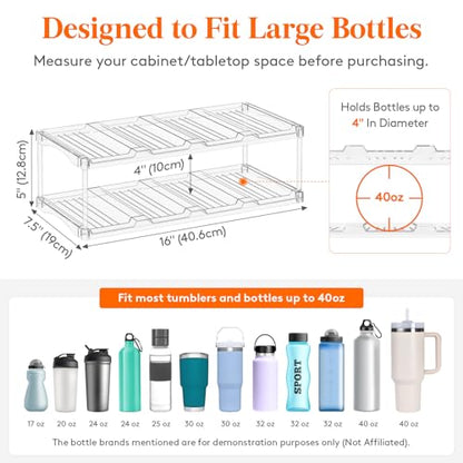 Lifewit Stackable Water Bottle Organizer, Clear Tumbler Holder for Cabinet - size: 2 Tier-8 Bottle