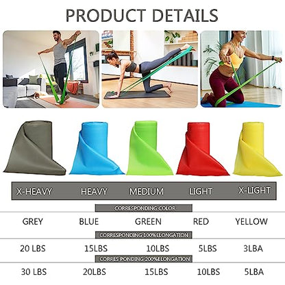 8-Yard Latex-Free Resistance Band Roll for Physical Therapy and Exercise - color: Yellow - X-Light