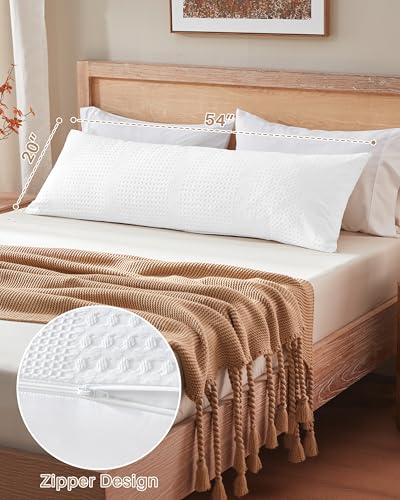 YZ HOME Waffle Weave Body Pillow for Adults, Memory Foam Insert - color: White