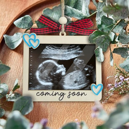 Ultrasound Photo Frame Ornament, Baby Announcement Keepsake - color: Blue Coming Soon Premium