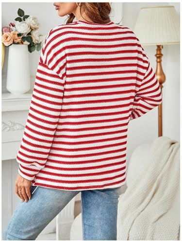 RoseSeek Women's Long Sleeve Crew Neck Maternity Sweatshirt Pullover Tops - color: Mix Red and White, size: X-Large