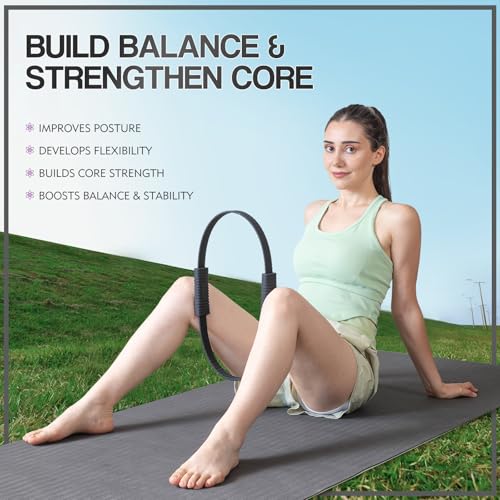 Pilates Kit, 13.5" Pilates Ring with Mini Ball & Resistance Bands - color: Black, size: Pilates Ring