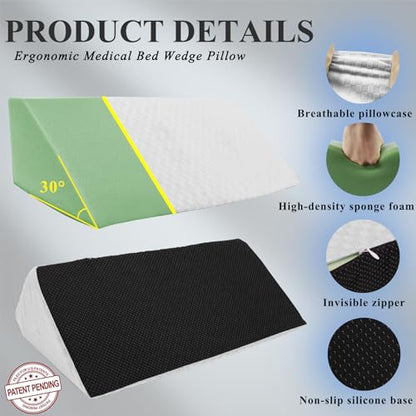 Bed Wedge Pillow for Side Sleeping Foam Filled Body Positioning - color: White