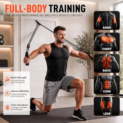 HPYGN Resistance Bands with Handles, 150 lb Exercise Bands for Home Workout - color: grey, style: 150LBS