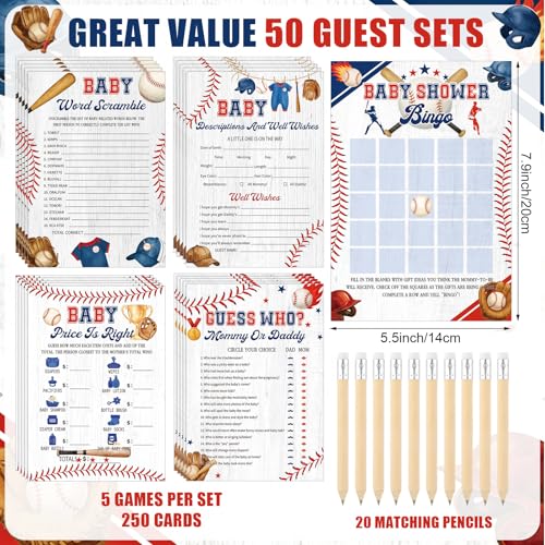 Patelai 321 Pcs Baby Shower Games Supplies, Baseball - style: Baseball