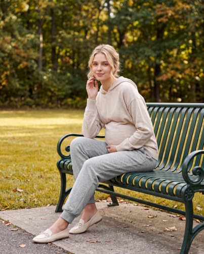 Women's Maternity Joggers with Light Fleece Lining - color: Grey, size: Medium