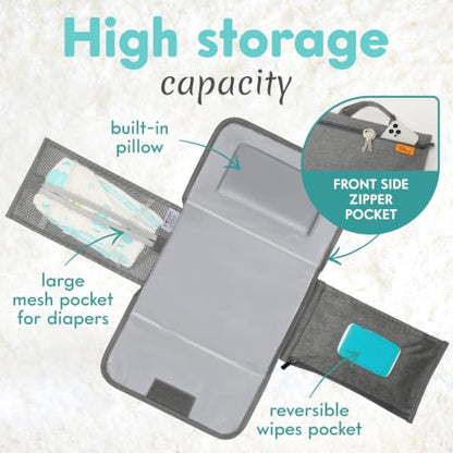 Kopi Baby Portable Diaper Changing Pad with Wipes Pocket, Modern Grey - color: Grey, size: Modern