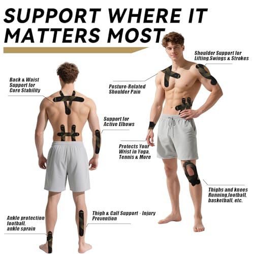 Kinesiology Tape, Precut Athletic Sports Tape 40 Strips (2 Rolls)