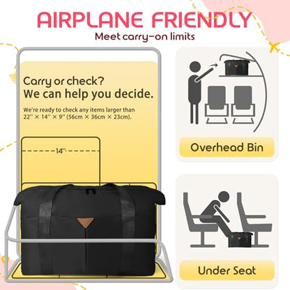 Duffle Bag for Travel with Trolley Sleeve, Gym Bag, Black - color: Black