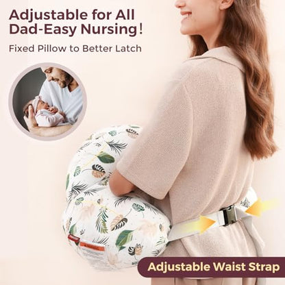 Momcozy Original Nursing Pillow for Breastfeeding - Innovative Safety Guard - color: Snug Spring