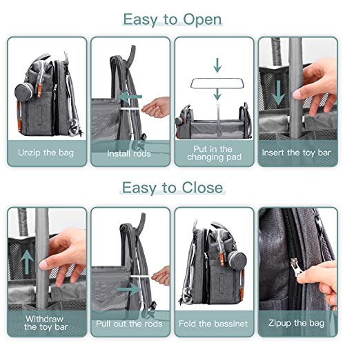 ISMGN Diaper Bag Backpack with Changing Station, Baby Bag for Mom, DeepGrey - color: Upgrade Deep Gray