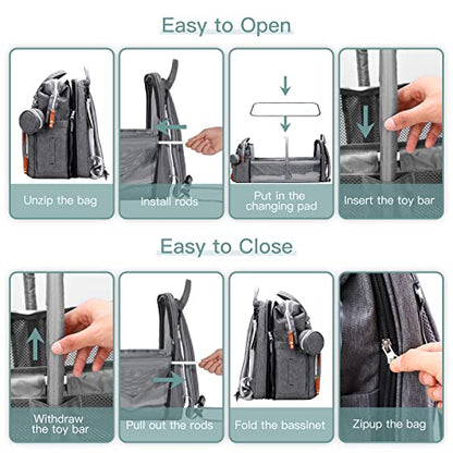 ISMGN Diaper Bag Backpack with Changing Station, Baby Bag for Mom, DeepGrey - color: Upgrade Deep Gray