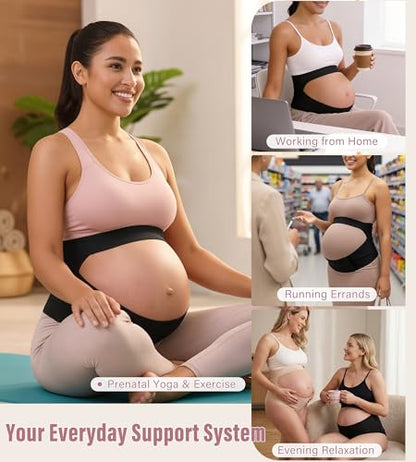 Mama Land Pregnancy Belly Band, One-Piece Maternity Support Belt - color: Black, size: XX-Large