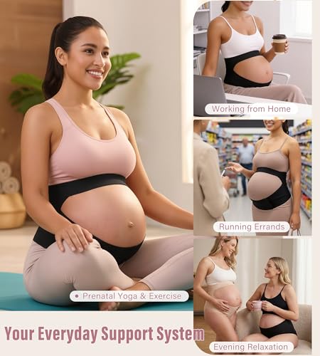 Mama Land Pregnancy Belly Band, One-Piece Maternity Support Belt - color: Black, size: Large