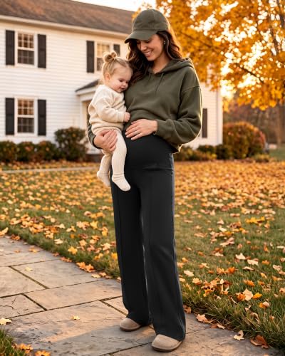G4Free EverGoing Maternity Dress Pants Pregnancy Slacks - color: Black, size: XX-Large