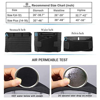 Postpartum Belly Band, 3-Piece Postpartum Girdle C Section Belly Band Support Recovery Belt Abdominal Binder - color: Black, size: Plus Size (US 14-18)
