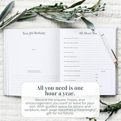 Duncan & Stone Dear Son Boy Mom Baby Memory Book Journal, Cream, 230pg - color: Cream