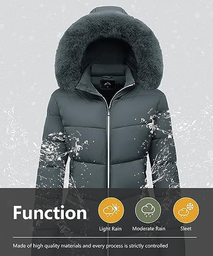 Women's Long Warm Winter Puffer Jacket Lightweight Fashions Down Coats - color: Dark Grey, size: Large