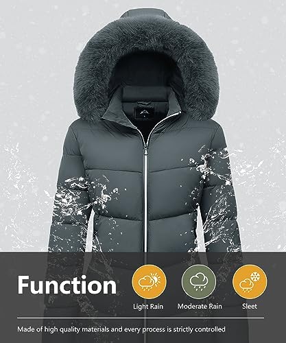 Women's Long Warm Winter Puffer Jacket Lightweight Fashions Down Coats - color: Dark Grey, size: Medium