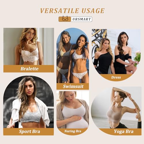 URSMART Round Bra Inserts Pads, Removable and Washable Bra Cups Inserts for Bikinis Top Swimsuit Sport Bra - color: A/B Beige