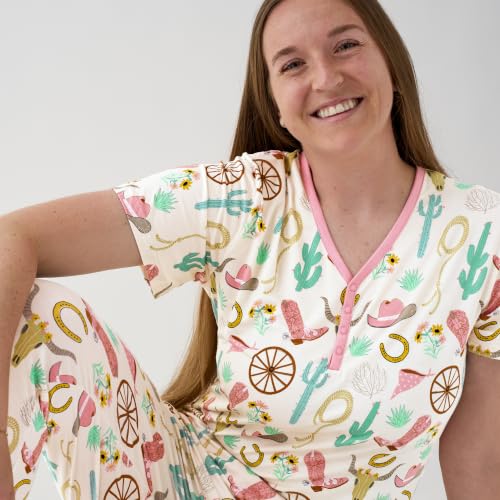 Little Sleepies Womens Pajamas, Short Sleeve, Soft Viscose from Bamboo PJs - color: Ready to Rodeo (Pink), size: Medium