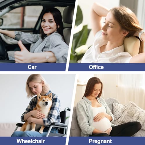 BYMECOST Cooling Lumbar Support Pillow for Car,Memory Foam Car Back Cushion - color: Grey Cooling Fabric