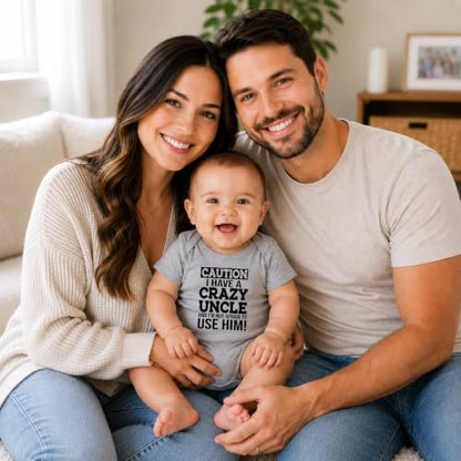 CBTwear Caution I Have a Crazy Uncle Funny Baby Bodysuit - color: Grey, size: Newborn