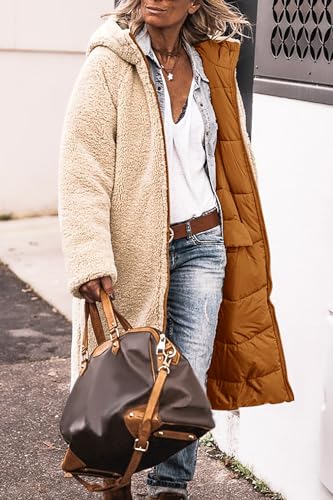 PRETTYGARDEN Women's Winter Fleece Warm Long Coats - color: Brown, size: Medium