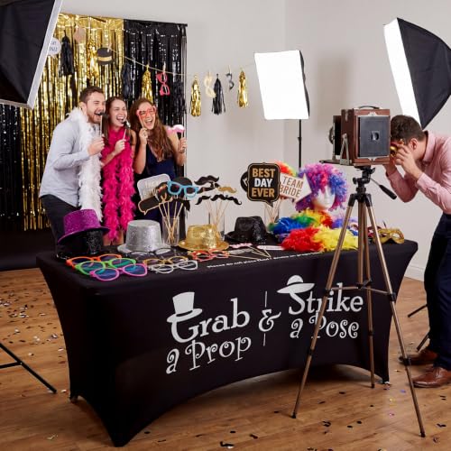 Oudain Photo Booth Tablecloth Hat Strike Pose Black Stretch Table Cover - color: Balck, style: Top Hat Strike Pose