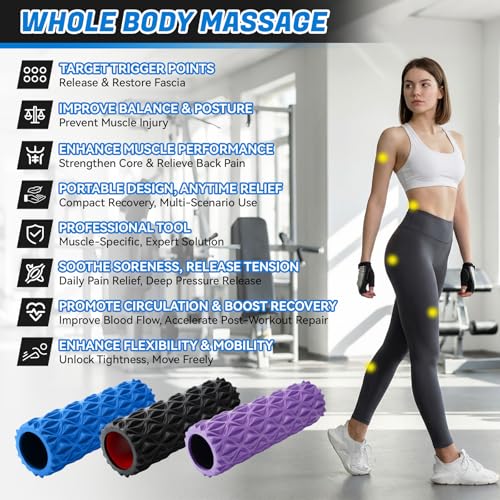 Foam Roller for Deep Tissue Massager High Density Massage Roller - color: Black