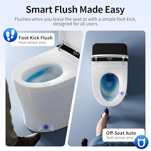 DeerValley Bidet Toilet, 1000g MaP Auto Flush, Foam Shield, ADA Seat Height - color: Solid White
