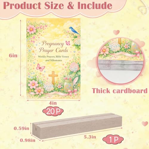 Pregnancy Scripture Prayer Cards, 20 Weekly Milestone Cards for Expecting Mothe