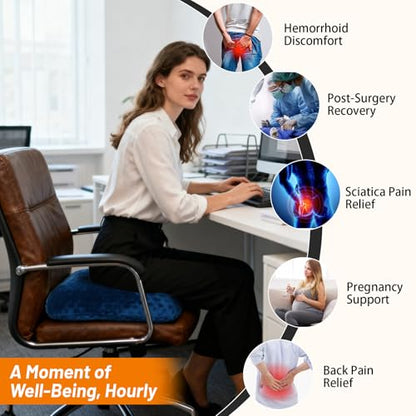 Donut Pillow for Tailbone Pain, Wheelchair Cushion - color: Blue