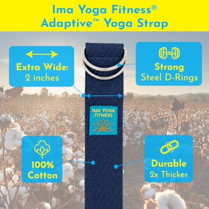 Extra-Wide 2 Inch Cotton Yoga Strap: Stretching, Physical Therapy, Exercise - color: Navy, size: 10 feet