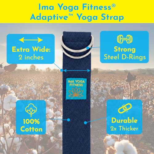 Extra-Wide 2 Inch Cotton Yoga Strap: Stretching, Physical Therapy, Exercise - color: Navy, size: 10 feet