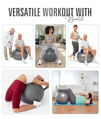 ROMIX Exercise Ball, Anti-Burst Yoga and Birthing Ball with Pump, Home Use - color: Silver