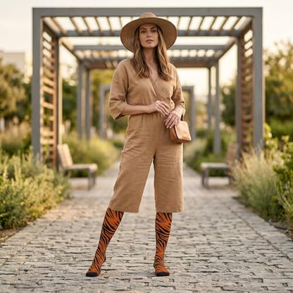 Compression Socks Knee High Support Stockings Women Men - color: Tiger Skin
