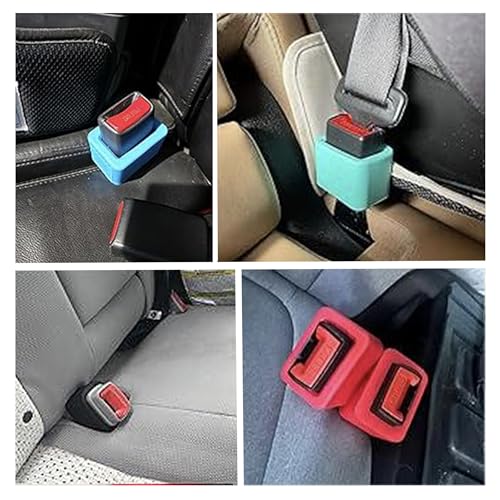 2 PCS Seat Belt Buckle Holder, Silicone Auto Rear Seatbelt Buckle Booster- Keep Upright and Stable, Suitable for Kids - color: Pink