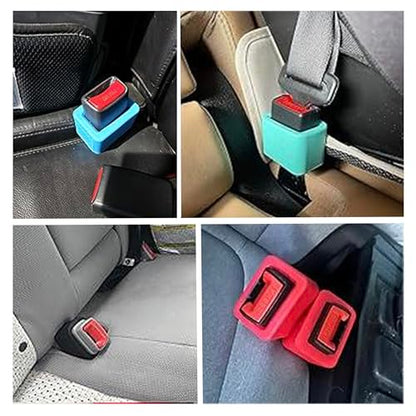 2 PCS Seat Belt Buckle Holder, Silicone Auto Rear Seatbelt Buckle Booster- Keep Upright and Stable, Suitable for Kids - color: Green